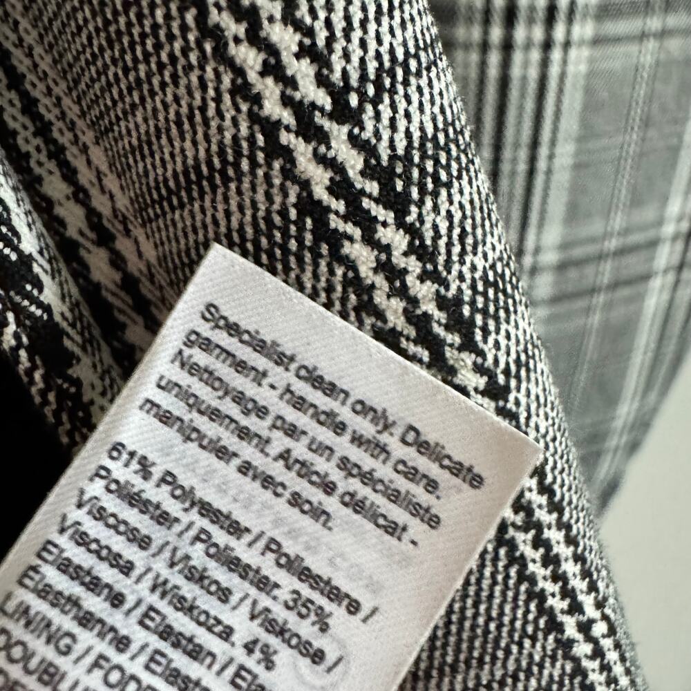 River Island Mix Check Long Line Blazer Gray Double Button Long Sleeve Sz 2 US - Picture 6 of 7